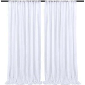 10x10ft White Sheer Tulle Backdrop Curtains for Parties Wedding, 2 Panels 5x10ft